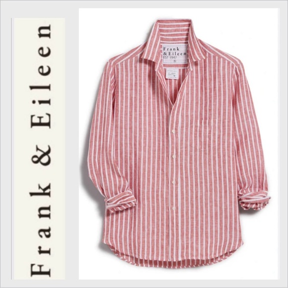 Frank & Eileen “Eileen” Linen stripe button down shirt XS - Picture 1 of 7